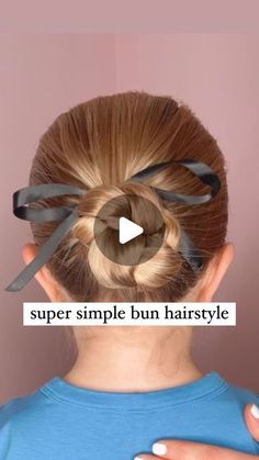 Bun Hair Tutorials, How To Make A Ballet Bun, How To Do A Ballet Bun With Short Hair, Kids Easy Hairstyles, Simple Bun Hairstyle, Bun With A Bow, Bun With Bow