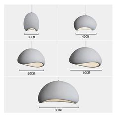 four different views of the same light fixture, each with its own size and color