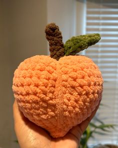 I've decided to add this smaller peach cuddler to my shop because my peach pillow has been very popular. This peach plush is made with Bernat blanket yarn, and poly fill stuffing, it measures 4.5 inches wide and 5.5 inches tall including the stem. It has no small parts. It is soft and soothing to the touch, and is made to be cuddled. Also makes a great addition to your child's plushies or play food. Peach size is easy to travel with and easy to display in any room. Please feel free to message me with any questions or suggestions. Thank you for visiting my shop, your support is greatly appreciated. Wishing you a wonderful day! Amigurumi Fruit, Crochet Peach, Peach Pillow, Plush Crochet, Sewing Room Design, Bernat Blanket, Crochet Fruit, Bernat Blanket Yarn, Crochet Pillow