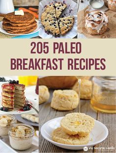 the cover of 11 paleo breakfast recipes, including pancakes and muffins with icing