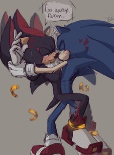 sonic and shadow hugging each other