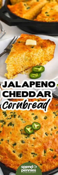 jalapeno cheddar cornbread on a plate