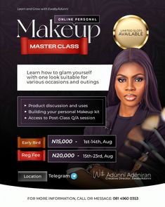 the flyer for makeup master class