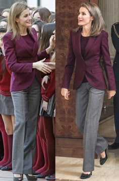 Grey Trousers Outfit Women, Burgundy Blazer Outfit, Grey Trousers Outfit, Grey Dress Outfit, Break The Glass, Grey Pants Outfit, Stylish Business Outfits, Look Formal, Business Casual Outfits For Work