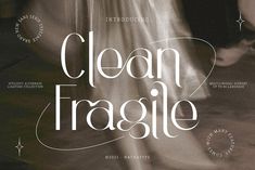 the words clean fragile are written in white on a black and white background with an image of two people dancing