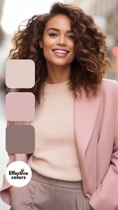 Light Colors Winter Outfit, Color Palette For Cool Skin Tone, Unique Colour Combinations Clothes, Taupe And Pink Outfit, Colors That Go With Pink Clothes, Color Outfits Combinations, Combination Colors Clothes Outfit, Light Pink Clothing, Pink Burgundy Outfit