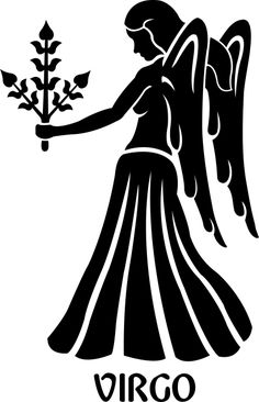 an angel holding a plant with the word virgo on it