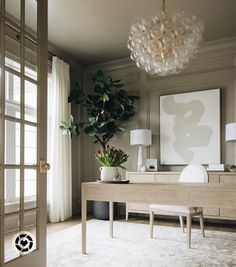 This sculptural chandelier makes an understated statement in this tranquil home office. Now 20% off for the Memorial Day sale. 

Follow my shop @KHK_DESIGNS on the @shop.LTK app to shop this post and get my exclusive app-only content!

#liketkit #LTKsalealert #LTKhome #LTKSeasonal
@shop.ltk
https://liketk.it/3FLUb Furniture Office, Design Del Prodotto, Large Chandeliers, Office Room