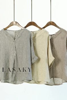 Lasaky - Stylish Batwing Sleeve Blouse: V-Neck, Cotton, and Linen Striped Short-Sleeve Blouse Striped V-neck Blouse For Summer, Striped V-neck Blouse For Fall, Fall Striped V-neck Blouse, Striped V-neck Relaxed Fit Blouse, Striped V-neck Blouse With Relaxed Fit, Striped Relaxed Fit V-neck Blouse, Japanese Blouse, Casual Blouses, Batwing Sleeve Blouse