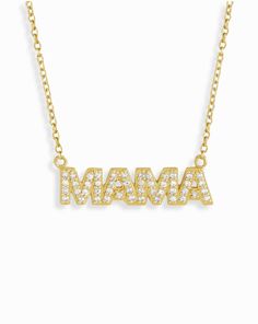 14k Mama Diamond Pendant Necklace - Mod + Jo White Gold Tarnish-resistant Jewelry For Mother's Day, Adjustable Yellow Gold Diamond Necklace, Gold Clavicle Chain Diamond Necklace, 14k Yellow Gold Necklace With Clavicle Chain, 14k Yellow Gold Clavicle Chain Necklace, Tarnish Resistant White Gold Jewelry For Mother's Day, 14k Gold Filled Yellow Gold Charm Necklace For Mom, Everyday 14k Gold Necklace For Mother's Day, 14k Yellow Gold Necklace For Her