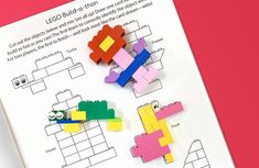 the lego build - a - tho book is open to show instructions for how to make it