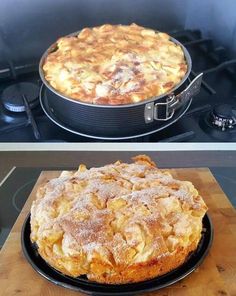 two pictures side by side one shows a pie and the other shows an apple pie