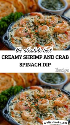 shrimp and crab spinach dip is an easy appetizer to serve at any party