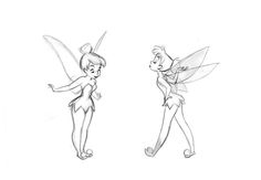 two tinkerbells are standing next to each other and one is pointing at something