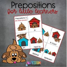 prepositions for little learners with pictures of dogs