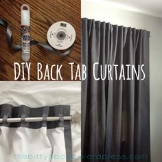 the diy back tab curtains are ready to be hung