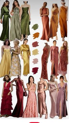 many different types of dresses and colors