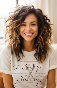 Perm On Mid Length Hair, Naturally Curly Layered Hair, Natural Curl Shoulder Length Hair, Hair Color For Curly Hair Highlights, Curly Shag Haircut Medium Curtain Bangs, Shag Bangs Curly Hair, Edgy Haircuts Curly Hair, Curly Hair Haircuts Women, Haircuts For Women With Wavy Hair