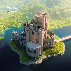 the castle is built on an island in the middle of the water and surrounded by land