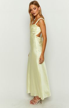 Yellow Satin Maxi Dress

How to style:
Drop jaws in this gorgeous yellow maxi () dress! Perfect for any formal occasion, simply pair with kitten heels (), gold jewellery () and a shoulder bag () for an elevated look!

Features:
  
 * Light weight satin material 
 * Maxi length  
 * Thick straps  
 * Invisible side zips  
 * Fully lined  
 * Two back ties  
 * Open back Prom 2025, Formal Maxi Dress, Prom Midi Dress, Yellow Maxi Dress, 60's Dress, Heels Gold, Yellow Maxi, Yellow Satin, Semi Formal Dresses