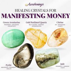 Manifest Money Crystal Kit - Etsy Crystals For Health, Rock Museum, Healing Spirituality, Crystal Power, Crystal Healing Stones