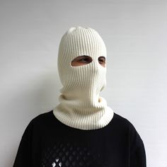 Knitted balaclava, ski mask 2 hole - warm and super soft. It is designed for people with active lifestyles for all seasons. This balaclava is knitted from 100% merino wool. It can be a great gift for active lifestyle friends or a bright and original gift for your loved ones.  One size fits all. For 56-58cm/22-23" head circumference If your head size is different, let me know in your order. I will be happy to knit a balaclava in your size.   We recommend hand washing with a delicate powder (speci Casual Acrylic Balaclava For Winter, Casual Winter Acrylic Balaclava, Casual White Balaclava, Winter Balaclava For Streetwear, White Knitted Balaclava For Cold Weather, Casual Warm Balaclava For Streetwear, Casual Solid Balaclava For Streetwear, Casual White Beanie Balaclava, Casual Solid Color Balaclava For Streetwear