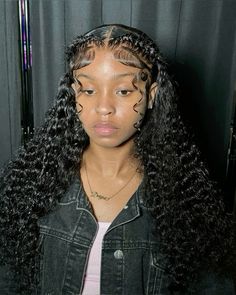 2 Braids Curly Wig, Lace Front Hairstyles Deep Wave, Cute Curly Wig Hairstyles For Black Women, Half And Half Hairstyles Black Women, Wavy Wig Hairstyles For Black Women, Cute Lace Hairstyles, Wet N Wavy Hairstyles, Baddie Curly Wig Hairstyles, Wig Styles Curly Hair