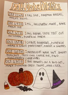 this is an image of a list for halloween