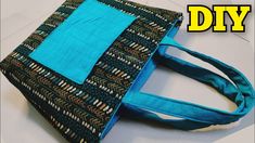 a handbag made out of fabric with the words diy on it and an image of