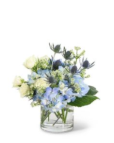 Fresh Start - Village Floral Designs and Gifts Receive Flowers, Blue Flower Arrangements, White Spray Roses, Modern Bouquet, Roses Blue, Fresh Flower Bouquets, Flower Delivery Service, Light Blue Flowers, Wedding Flowers Summer