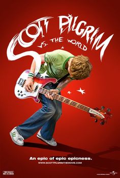 a poster for the movie got pilgrim to the world with an image of a boy playing guitar