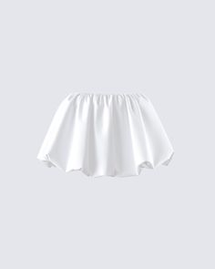 Seona White Bubble Mini Skirt Light Grey Leggings, Skirt Aesthetic, Strapless Ruffle Dress, Balloon Skirt, Puffy Skirt, On Cloud Nine, White Flares, Perfect Closet, White Mini Skirt