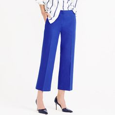 J.Crew - Patio pant Blue Color Combinations, Stretchy Pants, Church Outfits, Fashion Plates, Modern Outfits, Cropped Pants, Stretch Cotton, Color Combinations