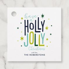 a white napkin with the words have a holly jolly christmas written on it and stars