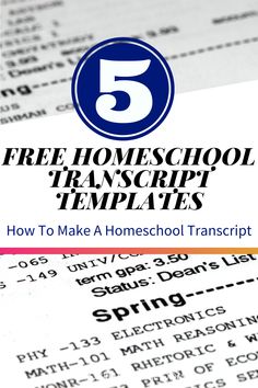 the five free homeschool transcrit templates for how to make a homeschool transcrit