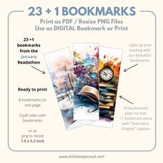 an advertisement for the bookmarks program with instructions to read and print them on it