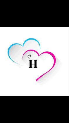 two hearts shaped like the letter h and one with a heart on it's side