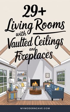 Upgrade your living space with these 29+ living room designs featuring vaulted ceilings and fireplaces. Learn how to combine architectural details like wood beams, large windows, and stunning fireplaces to create a cozy and stylish environment. These ideas are ideal for homes with a modern, rustic, or transitional aesthetic. Whether you prefer a sleek contemporary fireplace or a grand traditional hearth, these designs will inspire your next remodel. Stunning Fireplaces, Farmhouse Rooms, Transitional Aesthetic, Vaulted Ceiling Living Room, Contemporary Fireplace, Vaulted Ceilings, Clever Storage Solutions, Architectural Details, Wood Beams