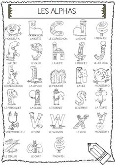 an english alphabet with pictures and words in the uppercase, lowercase and lowercase letters