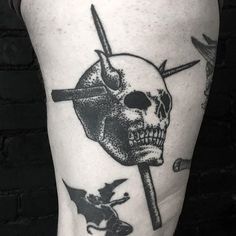 Misfits Tattoo, Ma Tattoo, Medieval Tattoo, Occult Tattoo, Traditional Tattoo Sleeve, Tattoo Now, Metal Tattoo, Black Ink Tattoos