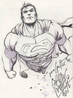 a drawing of a man with a superman costume