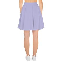 Lavender skirt | midi length | above the belly button 💜🌈 This cute pastel purple skater skirt is perfectly on-trend!🐟 6% of profits go toward protecting our oceans via Ocean Conservancy charity🎉 FREE US SHIPPING & Reduced Worldwide ShippingThis lavender skirt for women is this special (why the $48):✄ Handmade❀ Eco Ink Print☺ Sweatshop-Free / Ethical Manufacturing✔ Supports a good cause (the ocean!)and....➳ Fade resistant➳ Not see-through➳ Sweat-wicking➳ DurableMatching Crop Top:https://www.e Lavender Crop Top Outfit, Purple Skater Skirt, Lavender Crop Top, Lilac Skirt, Above Knee Skirt, Kawaii Purple, Lavender Skirt, Lilac Pastel, Purple Clothing