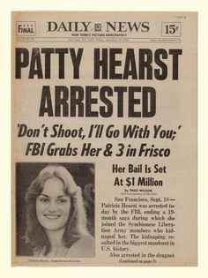 the daily news front page with an ad for patty heart, who was murdered in 1971