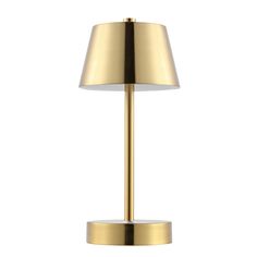 a gold table lamp on a white background