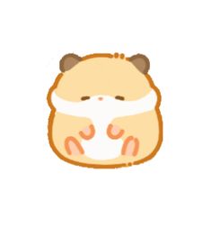 a cartoon hamster with its eyes closed and one paw on the back of it's head