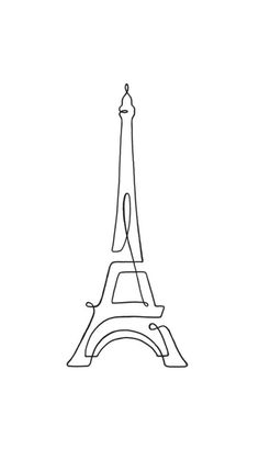 the eiffel tower is shown in black and white, as well as an outline of