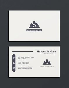 two business cards with black and white logos