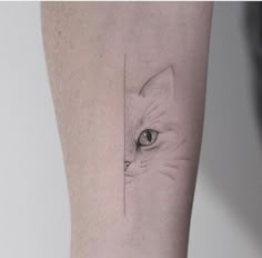 a cat's face is shown on the leg