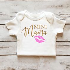 Mini Mama Sparkle Onesie in Gold and Pink Glitter perfect for baby girl. Browse the entire collection at www.shopcassidyscloset.com Mini Diva, Baby Arrival, Baby Diy, After Baby