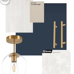 an image of a light fixture with white and blue walls in the background, along with other items